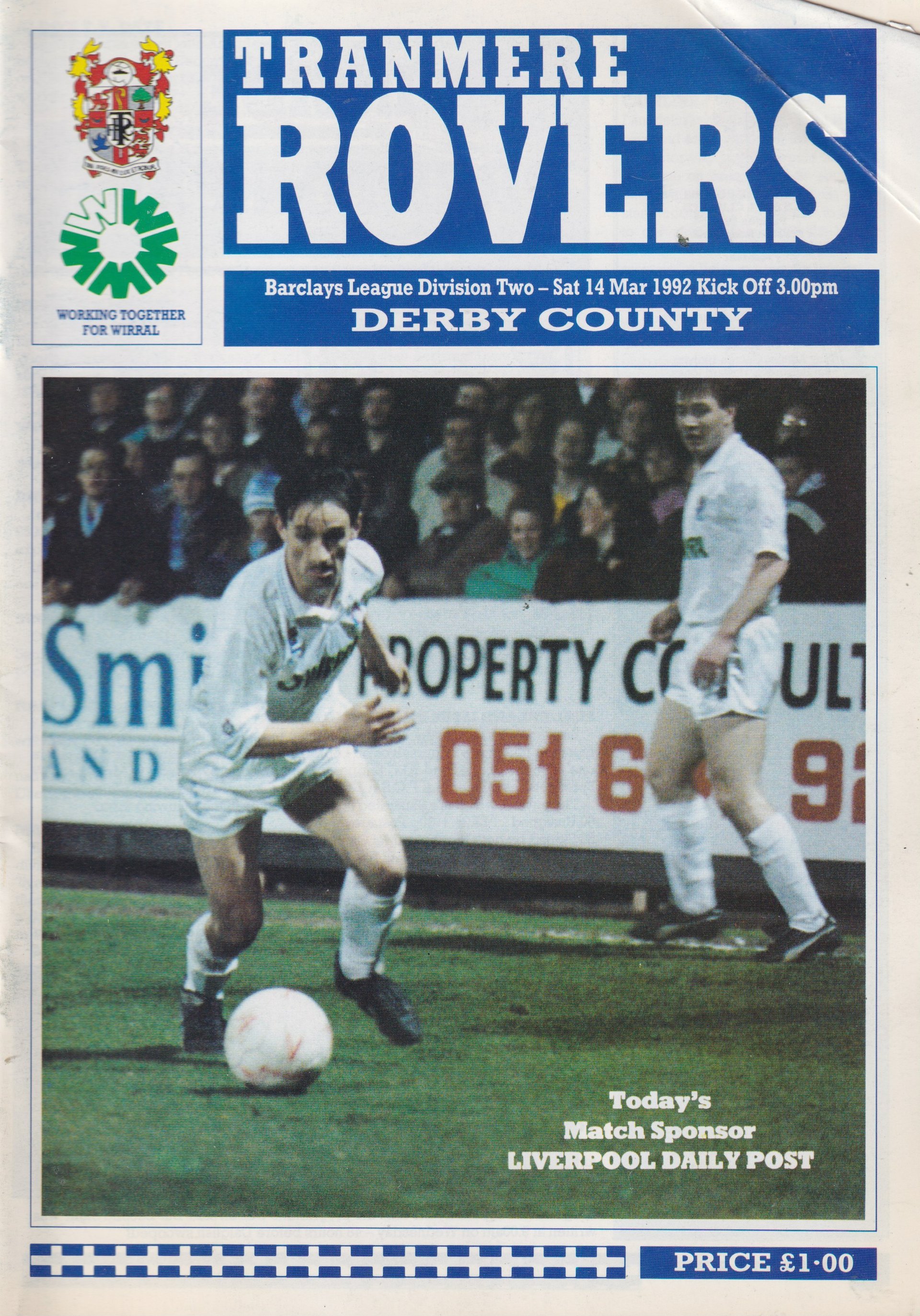 Tranmere Rovers v Derby County match programme